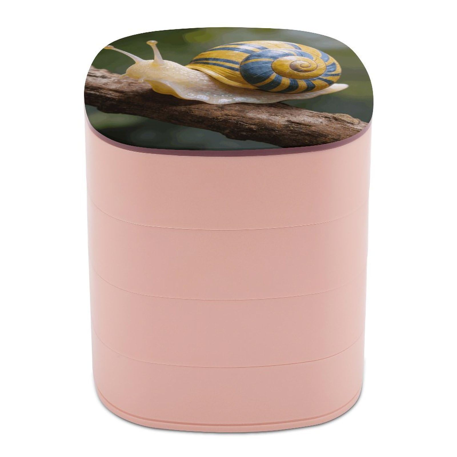 LZQPOEAS Snail Jewelry Box Women Jewelry Organizer Travel Jewelry Case Cute Necklace Ring Storage Organizer 4-Layer Rotating Jewelry Tray Case with Mirror for Bracelets