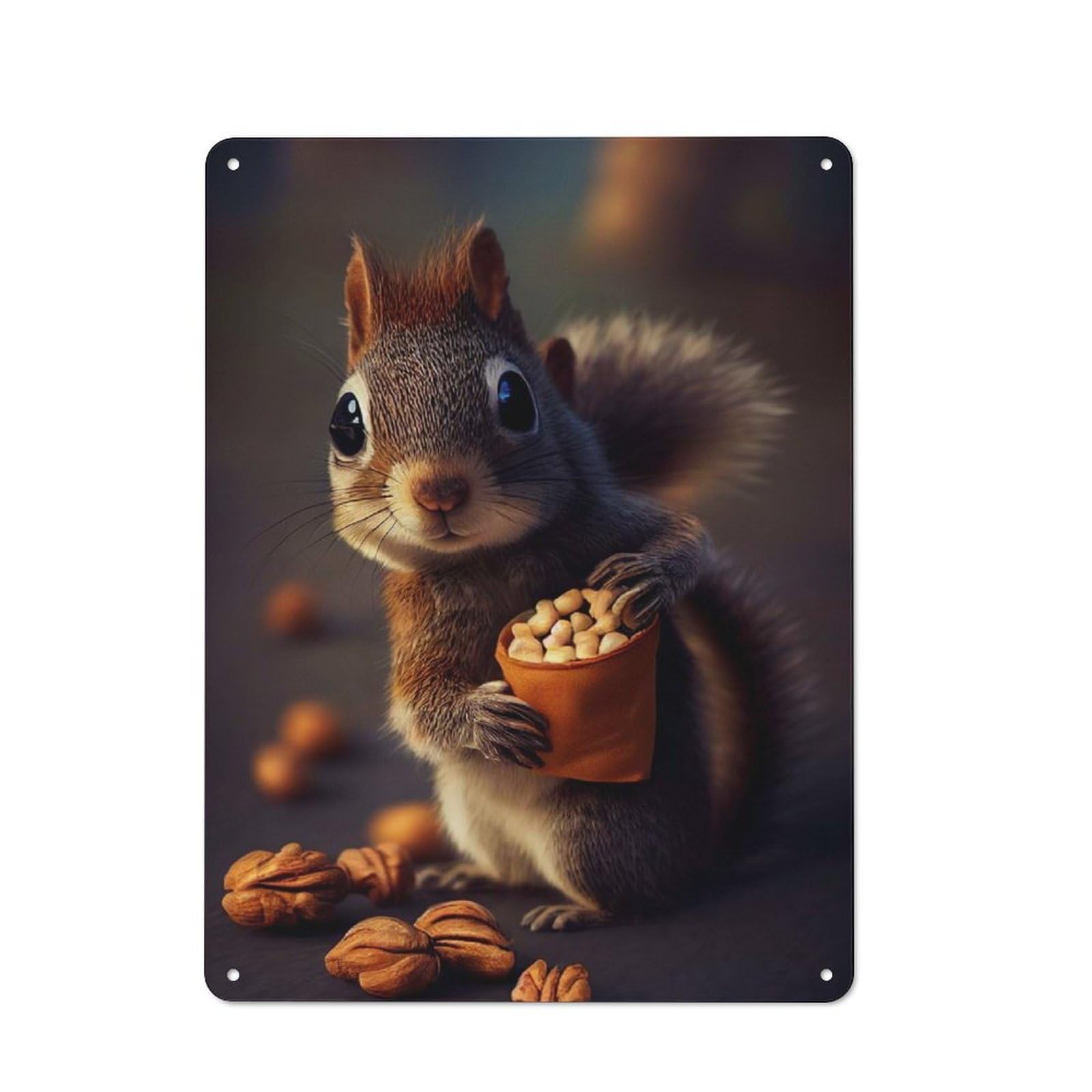 Little Squirrel Character Metal Wall Decor 40x30cm, Vintage Metal Sign for Home, Shop, Pub Or Studio Wall