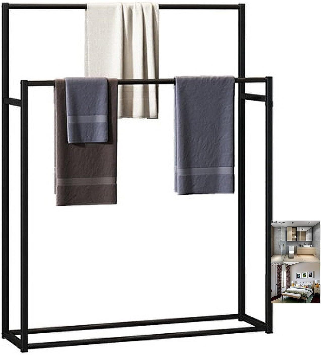 Porte-serviettes en métal à 2 barres en U pour un séchage rapide du linge de maison