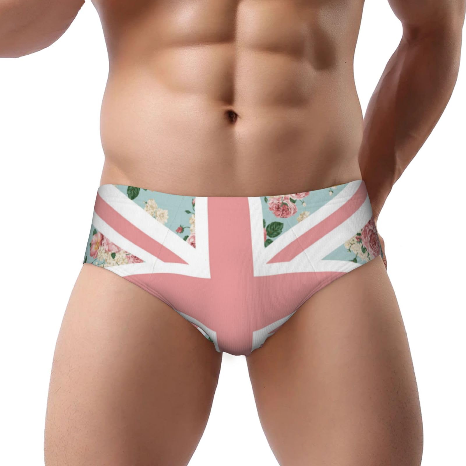 Yofien Men's Multicolour English Roses Union Jack Flag, Triangle Soft Briefs,Support Pouch Comfort No Fly Underwear