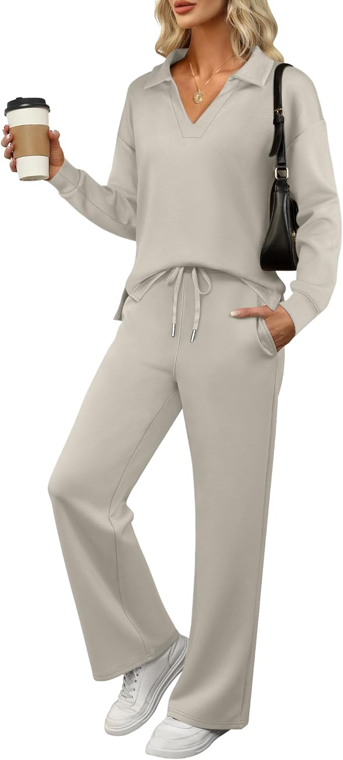 ANRABESS Women’s 2 Piece Outfits Lounge Sets Casual Long Sleeve Sweatsuits Polo Top Wide Leg Pants Fall Sweat Matching Sets ANRABESS Women’s 2 Piece Outfits Lounge Sets Casual Long Sleeve Sweatsuits Polo Top Wide Leg Pants Fall Sweat Matching Sets