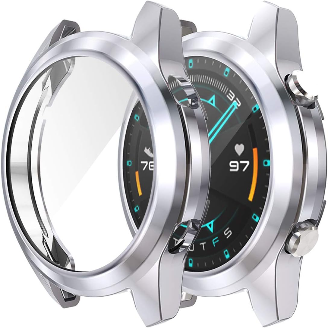 Compatible with Huawei Watch GT 2e Screen Protector Cover Case Clear Ultra-Thin Cover Anti-Scratch Lightweight Bumper Scratch Resistant Protective Case Shell for Huawei Watch GT 2e (Gun Color)