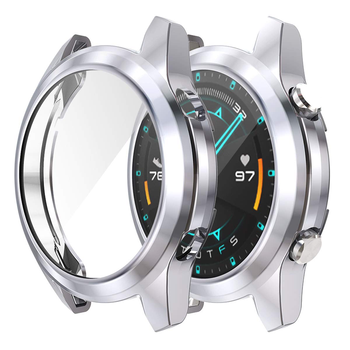 Compatible with Huawei Watch GT 2e Screen Protector Cover Case Clear Ultra-Thin Cover Anti-Scratch Lightweight Bumper Scratch Resistant Protective Case Shell for Huawei Watch GT 2e (Gun Color)