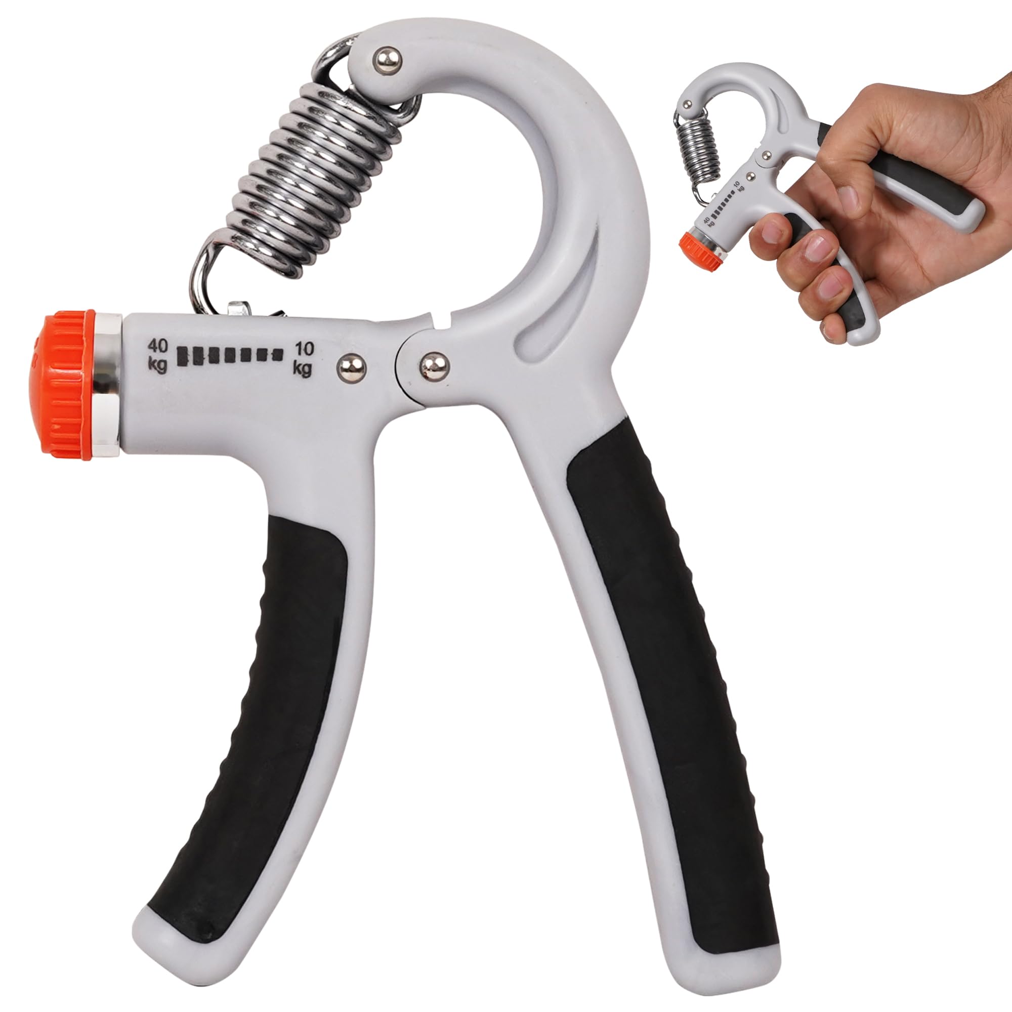 Quick Fit Hand Gripper for Home & Gym Workout Hand Exercise Equipment Hand Grip Strengthener for Men & Women Power Gripper 10-40Kg (Grey-Black) (B0D79PM73C) Amazon Price History, Amazon Price Tracker