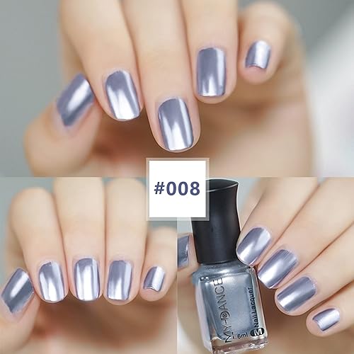 Miniatura 4 de LOKFAR Juego de esmaltes de uñas metálicos de espejo de 3 colores, textura metálica, esmalte de uñas de secado rápido, esmalte de uñas con acabado