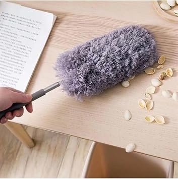 140 Cm Telescopic Extendable Microfiber Soft Head Gray Dusting Brush Dust Tassel