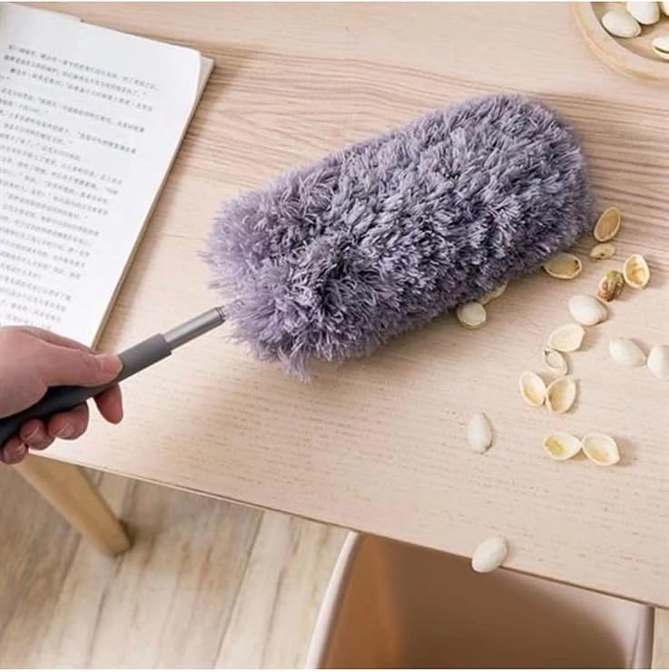 140 Cm Telescopic Extendable Microfiber Soft Head Gray Dusting Brush Dust Tassel