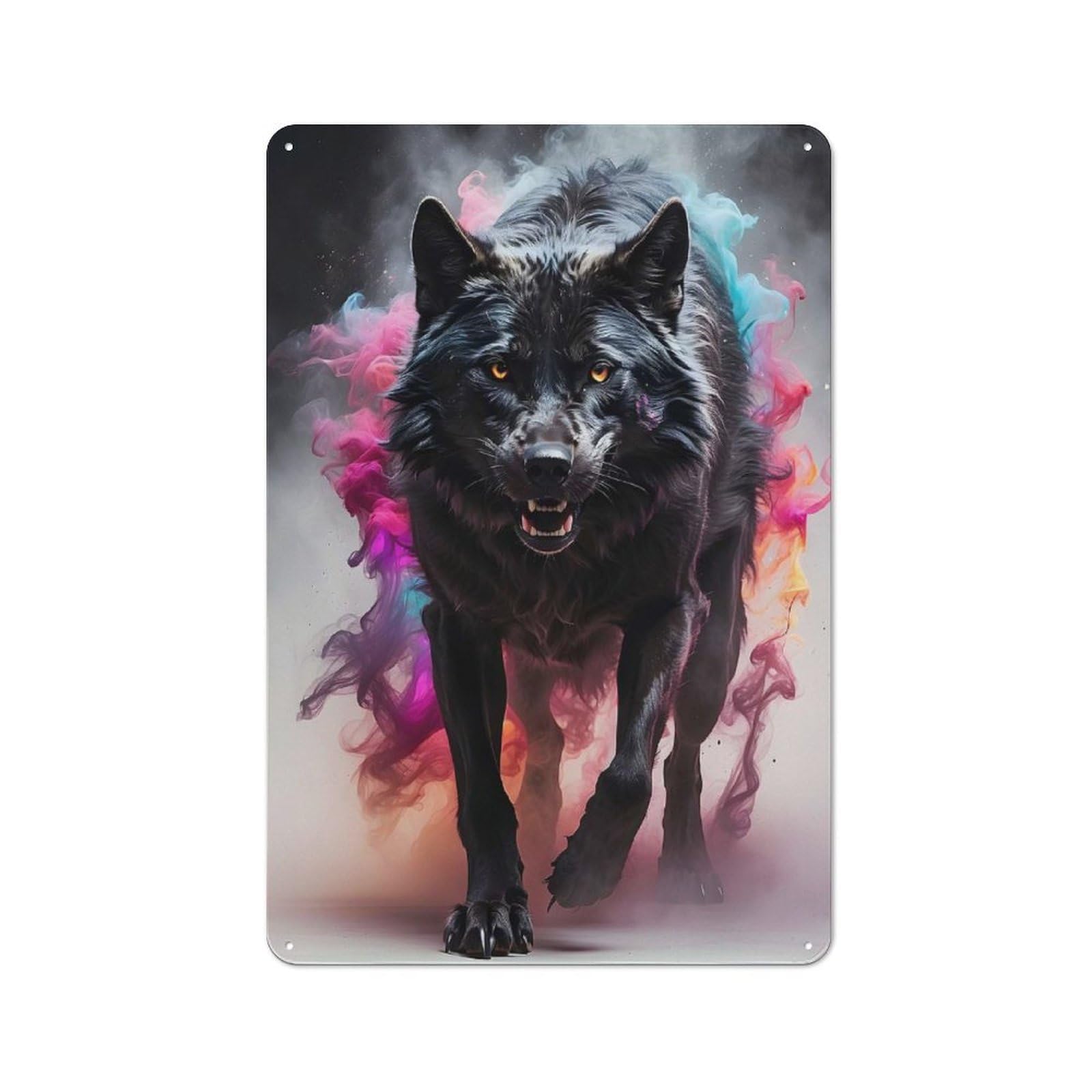 Junmoney Style-12 Wolf Werewolf Retro-Style Tin Wall Plaque 30X20cm For Café Or Home Bar, For Themed Interiors In Cafés And Home Bars