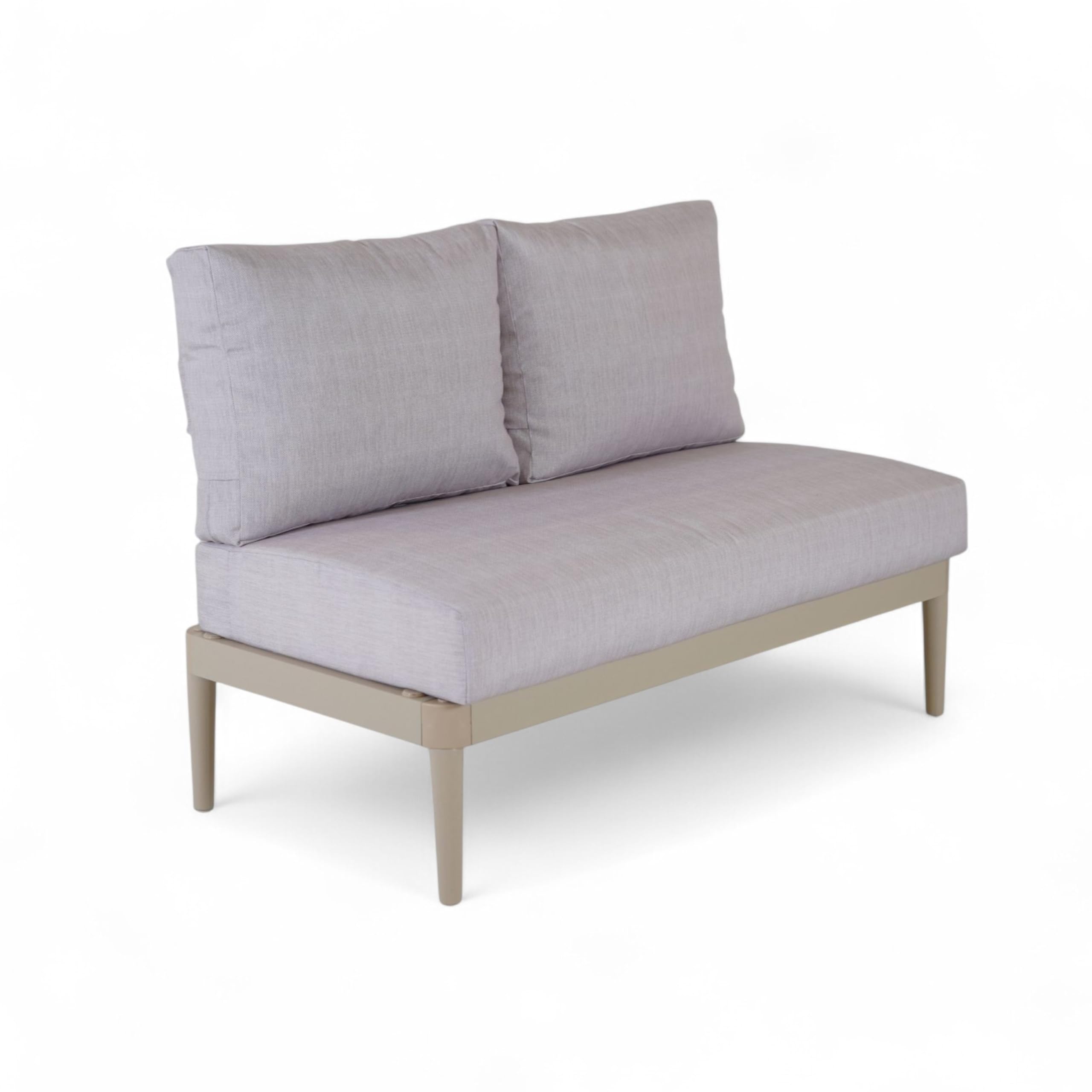 Modulares Doppelsitz Element Sandbeige, 118x83x65 cm: Premium Zweisitzer Outdoor Sitzlounge, Alurahmen rostfrei, 15 cm Polster, wetterfest, UV-beständig, waschbar, Garten/Balkon/Terrasse, Luna Lounge