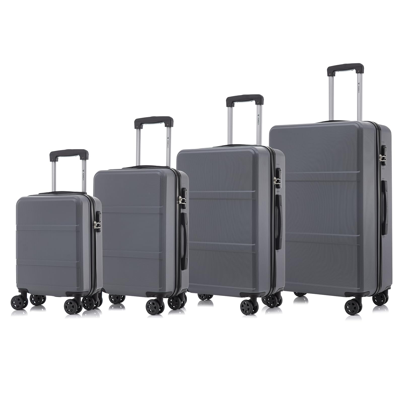 yonsly Koffer Suitcase, Trolley Reisekoffer, Rollkoffer Handgepäck mit 4 Rollen 360°, ABS Hartschalen, Sicherheitsschloss, Weicher Gummigriff, 210D-Futter