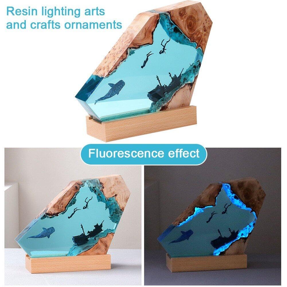 Wudaizhi Lampe Légère en Résine, Lampe Lumineuse en Bois De Résine Grand Plongeur Et Baleine À Bosse Lumières LED Veilleuse pour Bricolage Table Artisanat Fête Mariage Lampe De Bureau