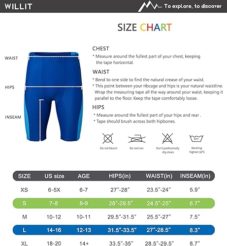 Miniatura 7 de Willit Traje de baño deportivo para niños y jóvenes, de secado rápido, UPF 50+