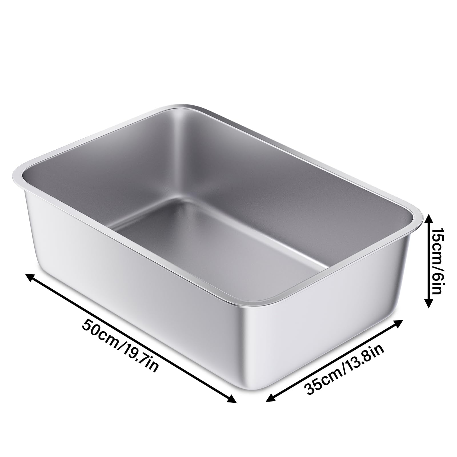 Stainless Steel Litter Box, 20"x14"x6"(Deep) High Sided Large Metal Litter Boxes Easy Clean, Non Stick No Smell Cat Litterbox for Adult Cats/Kitty/Kitten1 - image 2