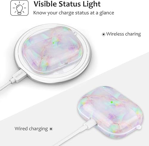 Miniatura 3 de KOREDA - Estuche duro protector 3 en 1 para Airpods Pro, diseño marmoleado, portátil, a prueba de golpes, para llevar los accesorios de los Airpods