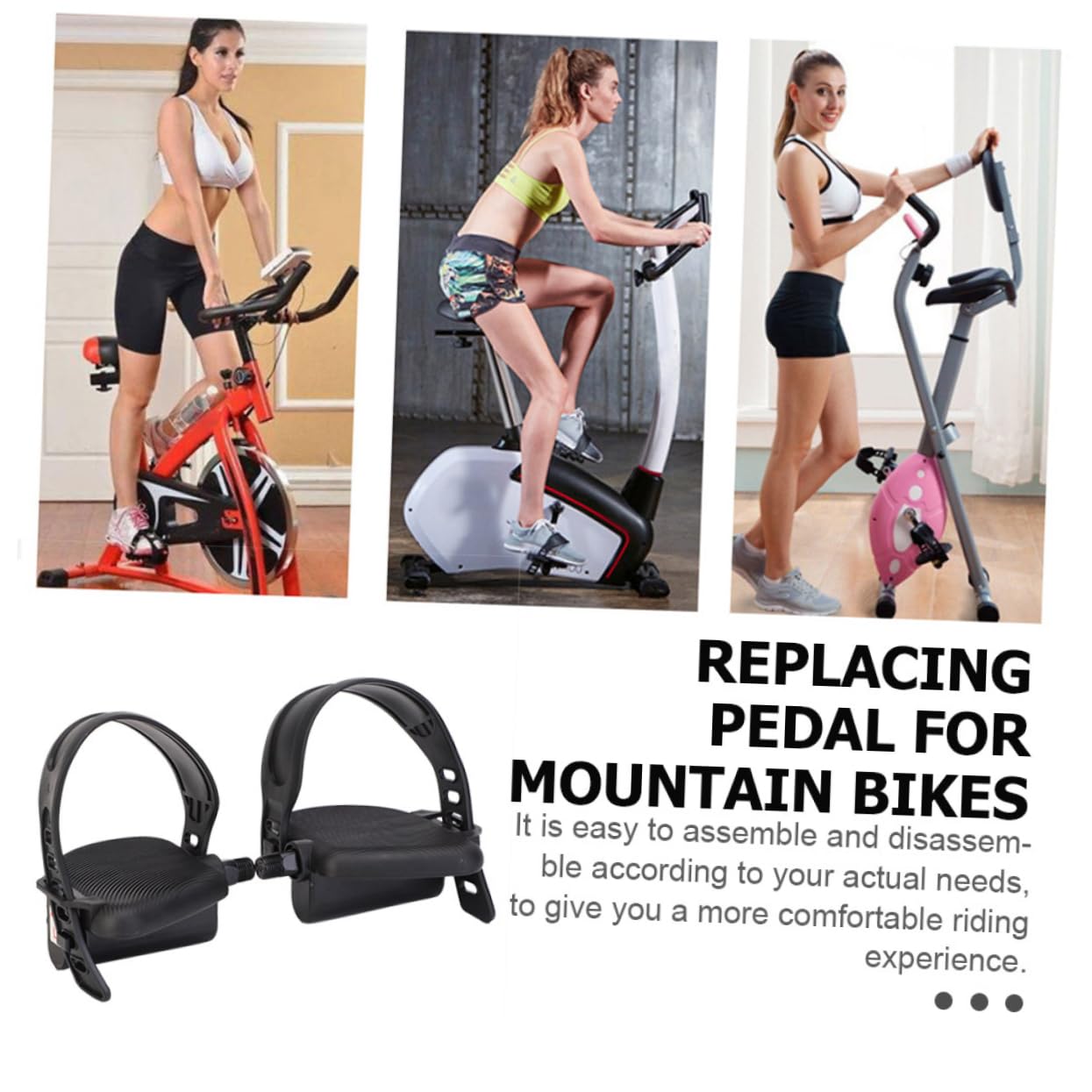 Fahrradpedale Ersatzteile aus Stahl und Gummi mit Rutschfestem Design und Einfacher Montage für Outdoor Heimtrainer und Fitnessräder
