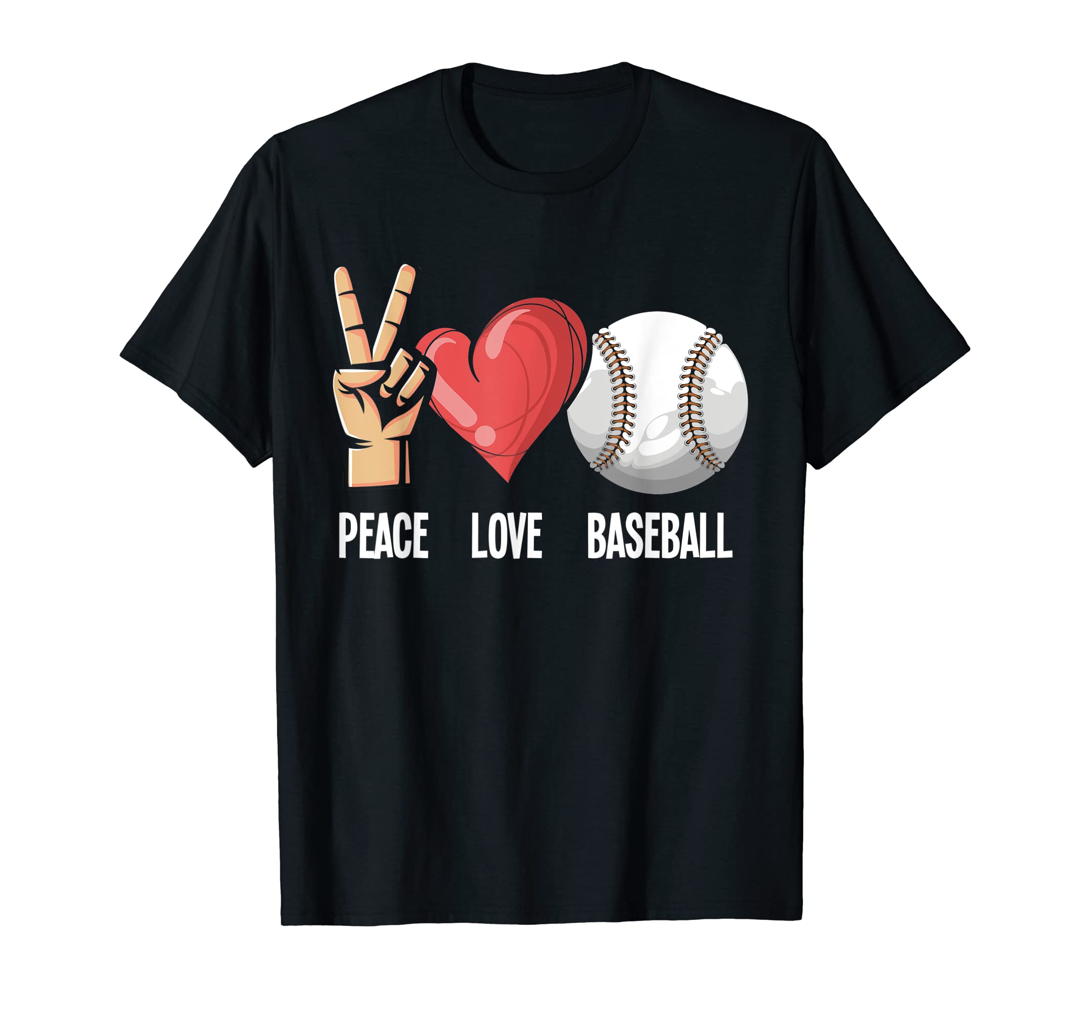 Peace Love Baseball Player Women Men Baseball T-Shirt