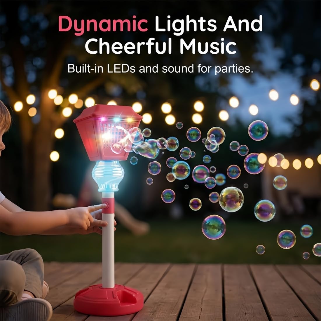 2026 Seifenblasen Ständer, Bubble Maker Ständer mit Licht und Musik, Seifenblasenmaschine Kinder für Eltern-Kind-Aktivitäten, Gartenpartys, Höhenverstellbar(Blau)