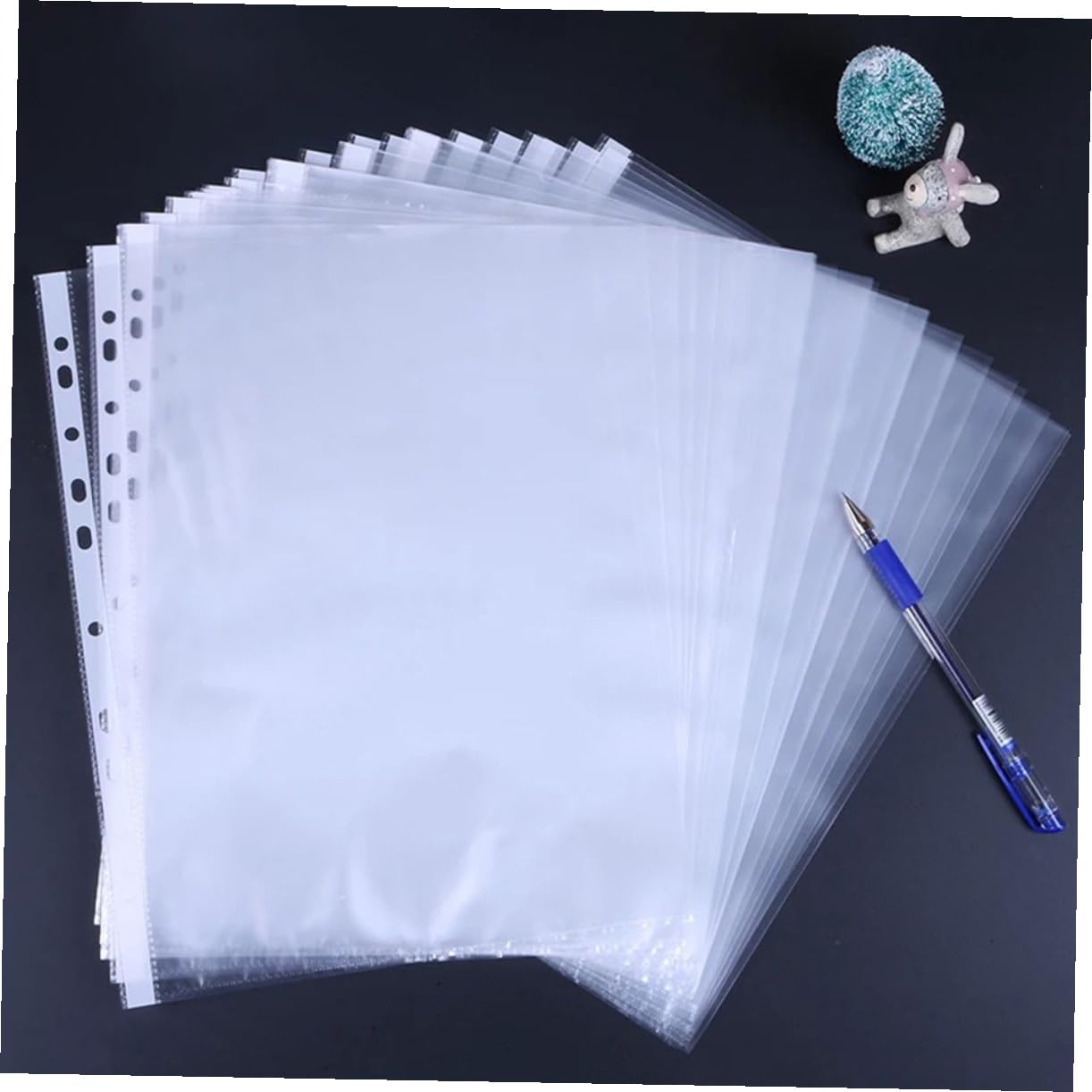 Pochettes Perforées A4 Transparentes 11 Trous Pp, Lot de 100