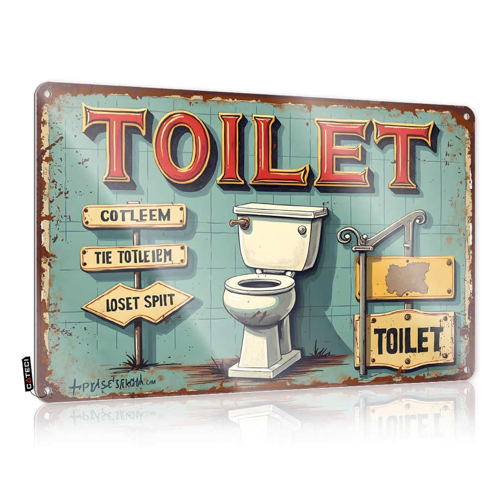 Fzfn Boys Colour Fun Stuff Ideas Matal Sign | Vintage Signage: A Multilingual Guide To The Toilet Novelty For Cottage Living Room(30X40cm)