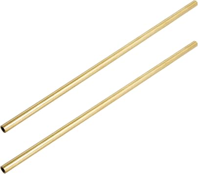 Brass Round Tube Copper Pipe ID 5mm / 1/5" x OD 7mm / 7/25" Hollow Copper Tubing - 300mm / 1 Ft / 12 in Length for Refrigerator Capillary Tubing, Cooling Systems, Wind Chimes 2 Pcs