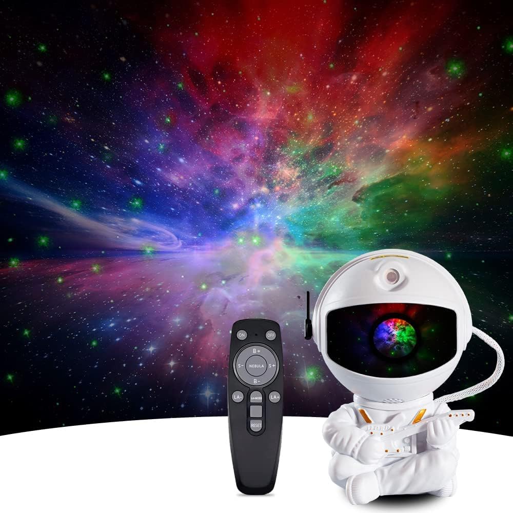 MIXES Projecteur de galaxie astronaute, veilleuse nébuleuse avec minuterie et télécommande, cadeau pour enfants, décoration de chambre, projecteur de lumière spatiale pour chambre d'enfants (guitare