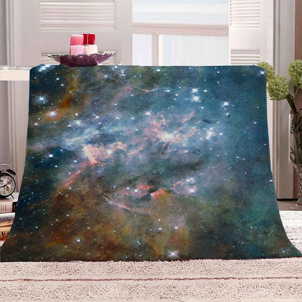 Couverture flanelle bleu ciel étoilé 150x200cm pour canapé et lit