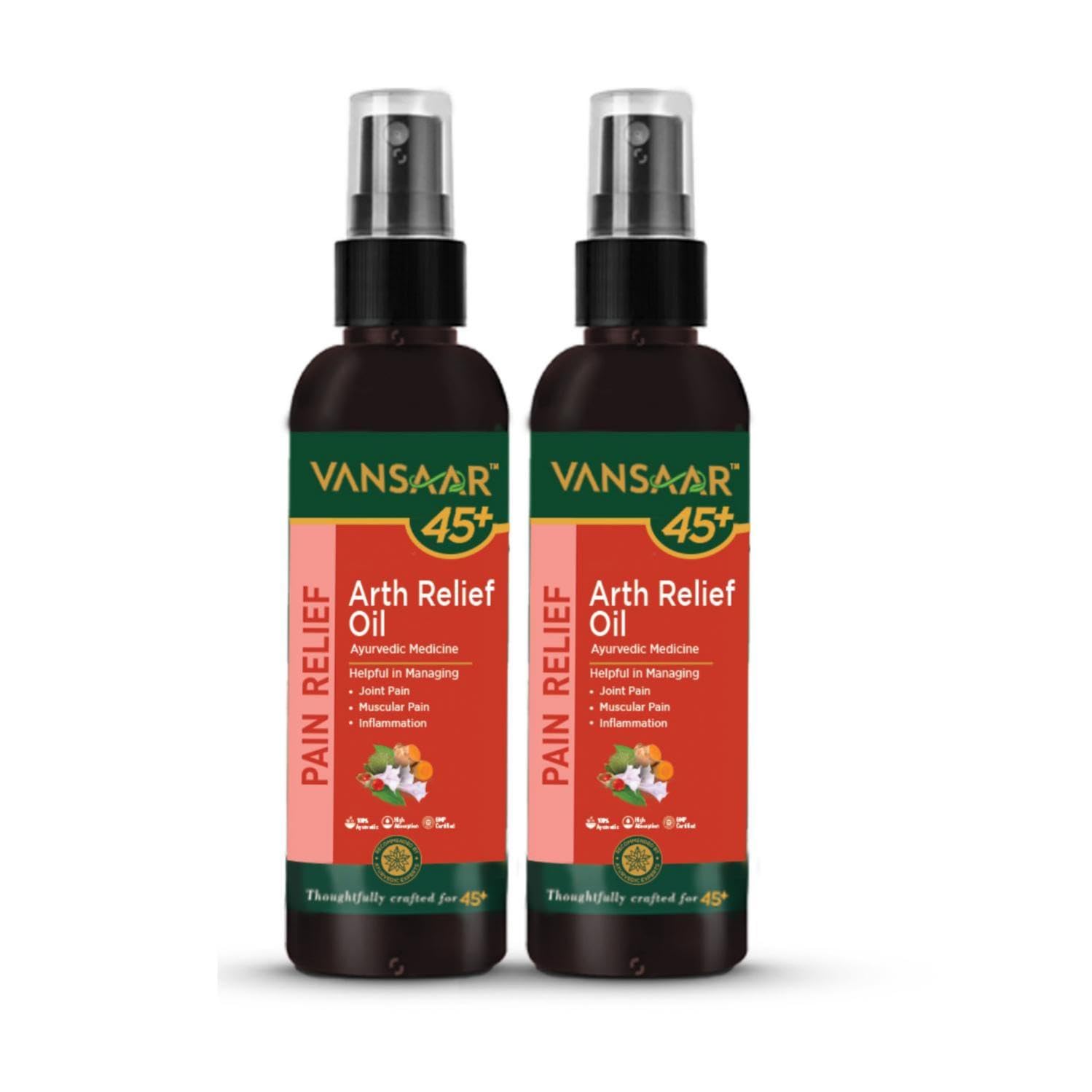 See full amazon price history chart for VANSAAR Arth Relief Oil - 100ml| Ayurvedic Pain Relief Oil with Spray| Suitable for Joint pain, Muscle pain and Inflammation | High Absorption (Pack of 2) VANSAAR Arth Relief Oil - 100ml| Ayurvedic Pain Relief Oil with Spray| Suitable for Joint pain, Muscle pain and Inflammation | High Absorption (Pack of 2) (B0CGWJK3ZQ) Amazon Price History, Amazon Price Tracker