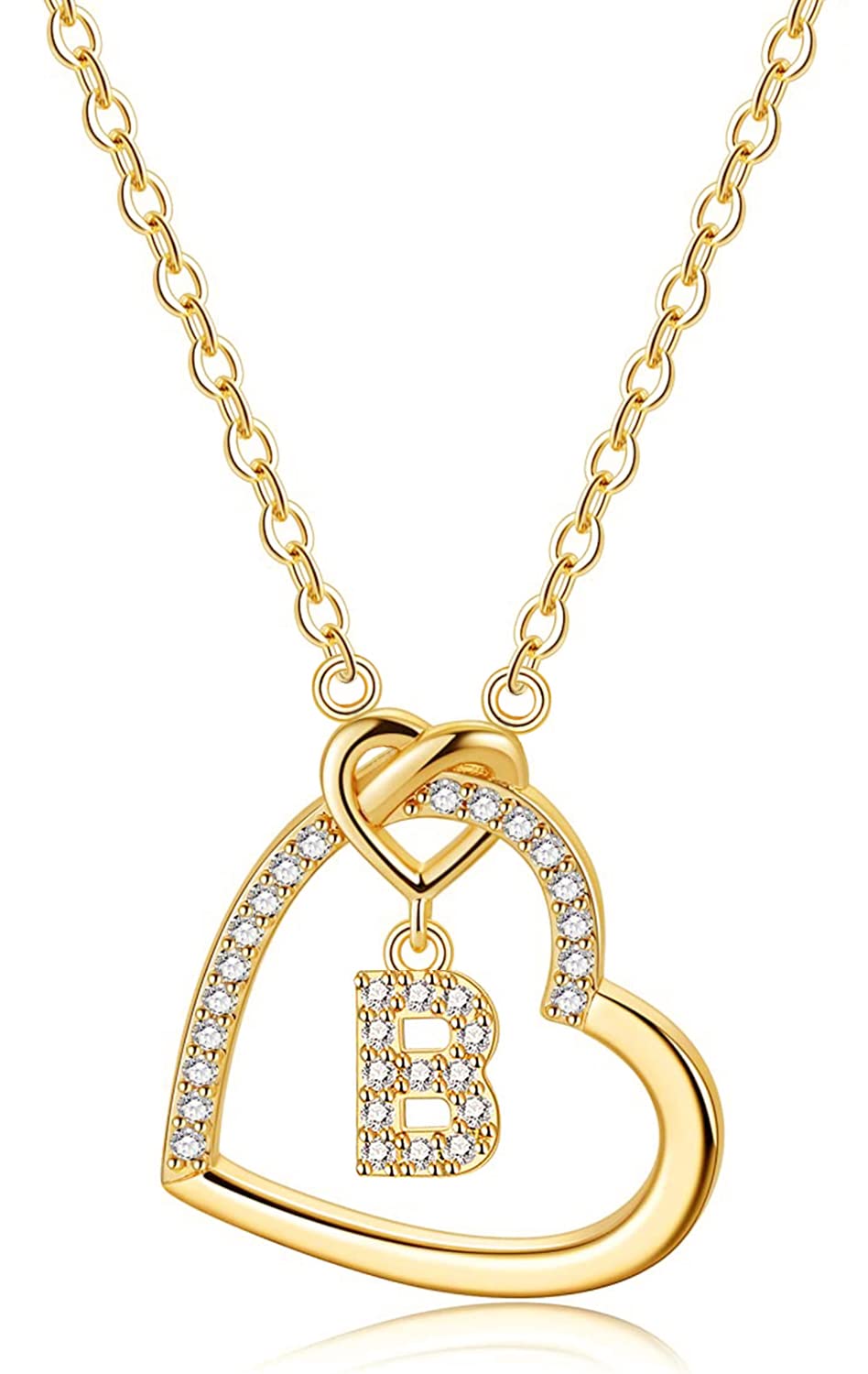 LIHELEI Damen Halskette Herz Buchstabe 925 Silber Kette Damen Personalisiere Kette, Geburtstags und Weihnachten Geschenk Für Frauen Mädchen Mama Freundin - A-Z