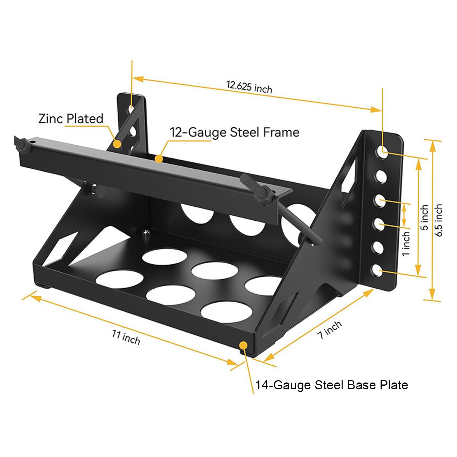 Generic Staffa per supporto batteria fai te in acciaio, facile avvitare, lunghezza totale - Adatto a batterie fino a 27,9 cm × 18,1 cm × 19,1 cm, anticorrosione, antiruggine