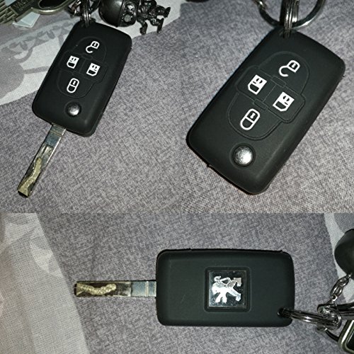 XUKEY 4 Button Silicone Car Key Remote FOB Shell Cover Case per per Peugeot 1007 807 Citroen C8 Pelle Holder 2007 2008 2009