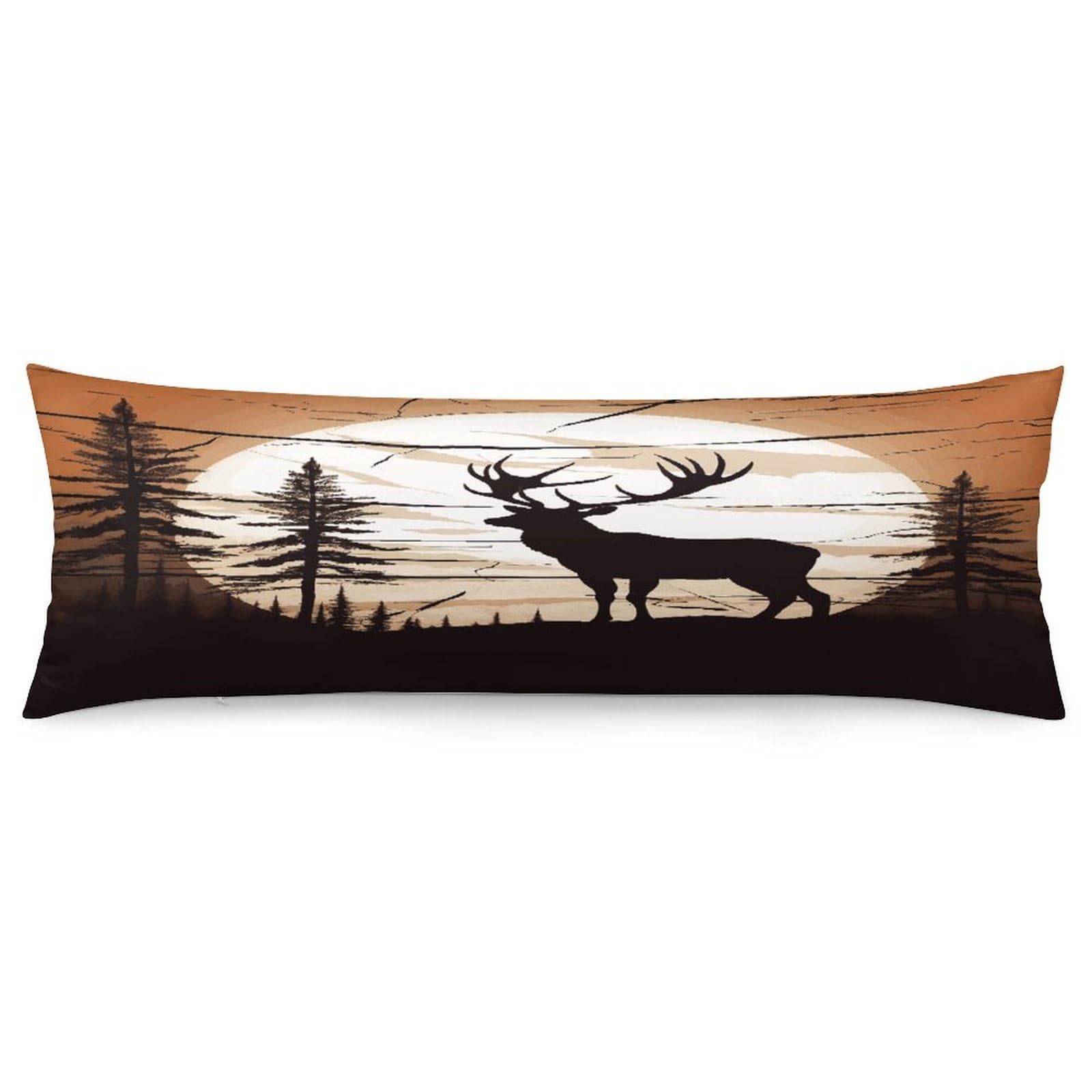 Wild Elk Silhouette Throw Pillow Covers with Silent Zipper Polyester Pillow Protectors Removable Pillow Cases Soft Pillowcase Cozy Pillow Sham Cushion Cover for Sofa Car Bed 20"x54"