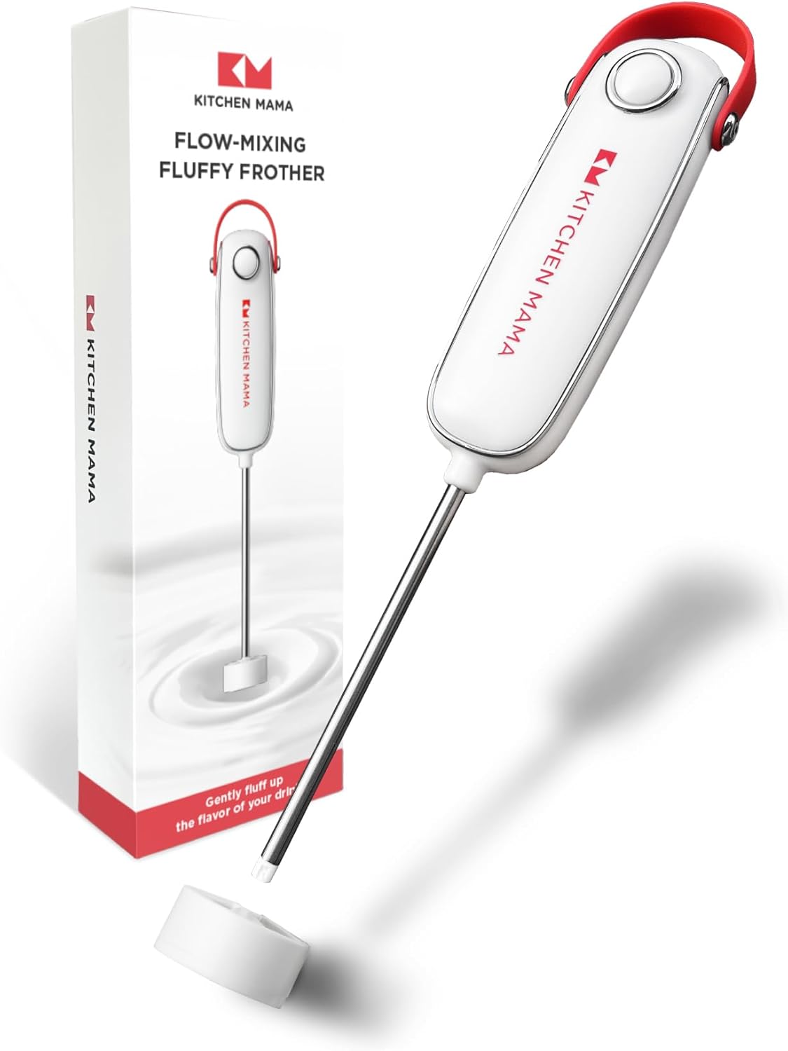 Kitchen Mama Silkwhisk Electric Milk Frother Handheld (Red) Thumbnail