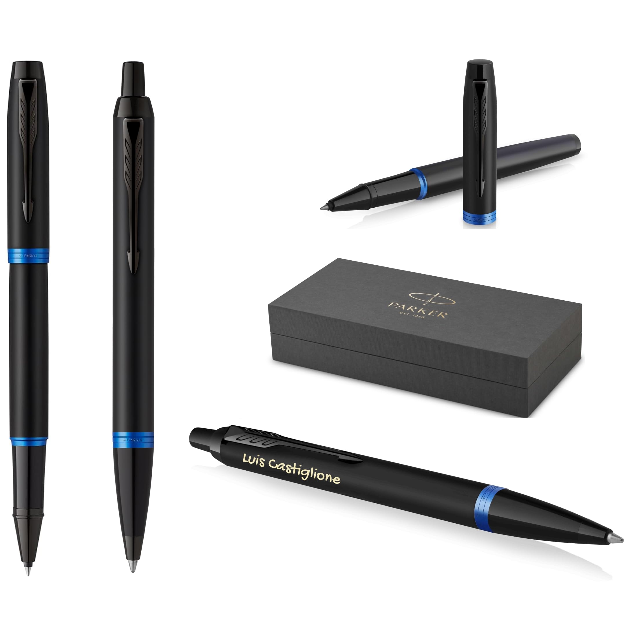 Parker IM Professionals Vibrant Rings Set Penna Roller E Sfera Con Incisione Personalizzata – Arancione PVD