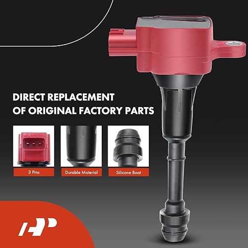 Miniatura 3 de A-Premium Juego de 4 bobinas de encendido (rojo) y bujías de iridio compatibles con Nissan Altima Sentra 2002-2006, X-Trail 2005-2006 L4 2.5L