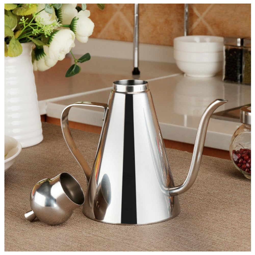 Dispenser per olio d'oliva, in acciaio inox, contenitore per grasso e aceto, grande contenitore per insalata e cucina (dimensioni: 1000 ml)