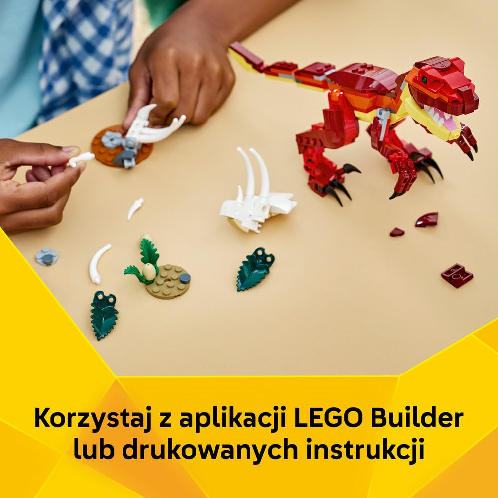 LEGO Creator 3 w 1 Groźny dinozaur, trzy opcje budowania: welociraptor, stegozaur lub pterozaur, zabawka konstrukcyjna dla chłopca i dziewczynki, prezent dla dzieci w wieku od 8 lat 31379