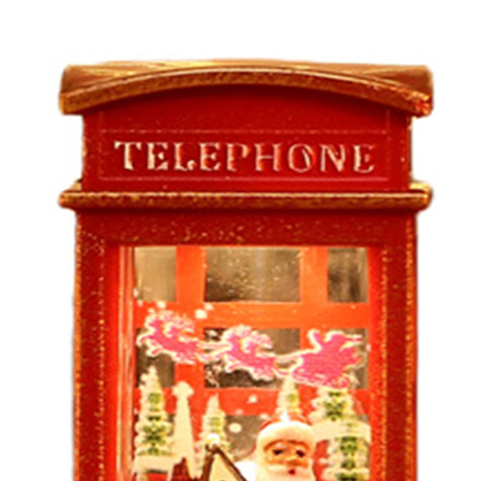 Naroote Snow Globe Lantern Budka Telefoniczna Zaprojektowana Ozdoba świąteczna do Dekoracji Baru KTV, śliczna żywica/komputer/ (Mikołaj)