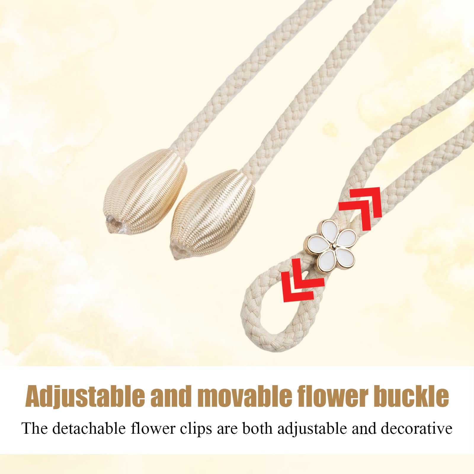 Vorhänge Raffhalter Set - 10 Stück + 6 Magnetverschlüsse, Verstellbar & Dekorativ