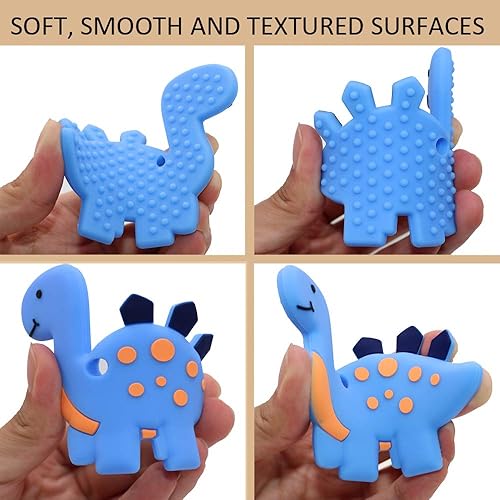 Miniatura 4 de Collares masticables para niños sensoriales, collar masticable de dinosaurio de silicona para niños con autismo, TDAH, SPD, collares de masticación