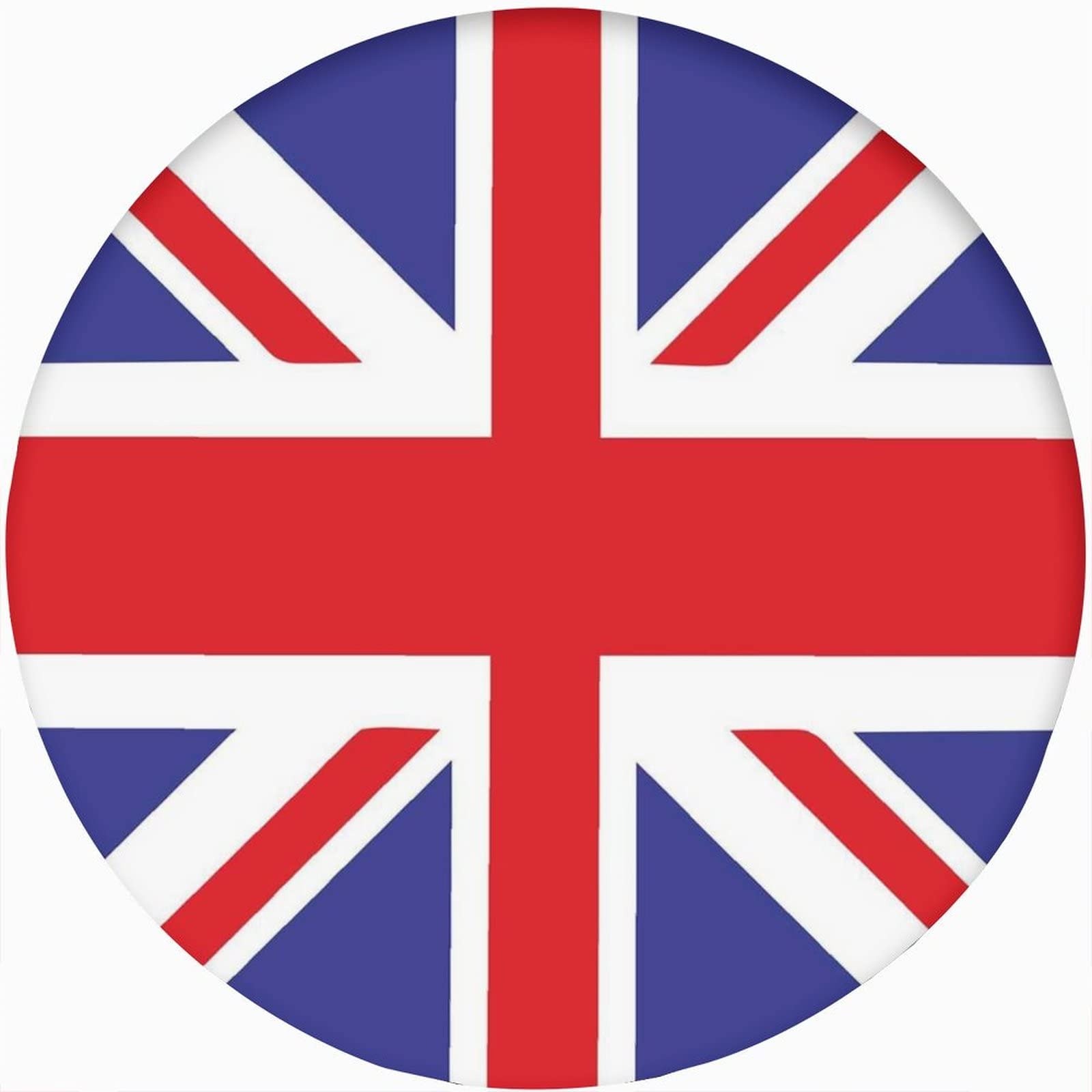 Union Jack Elastic Edged Polyester Fitted Table Cover,Classic Traditional Flag United Kingdom Modern British Pattern Round Fitted Table Cloth, Fits Round Table 44