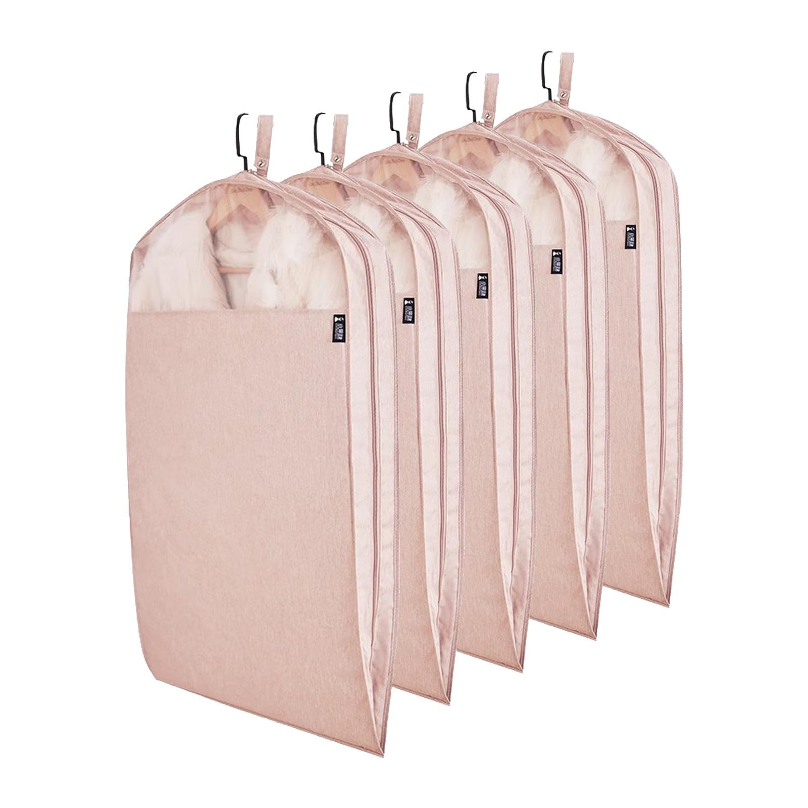 5pcs Fundas Ropa Fundas for Armarios Ventana Visible Bolsa de Traje Antipolvo for Almacenamiento de Vestidos Funda de Ropa Viajar(Pink,58x110cm/23x43in)