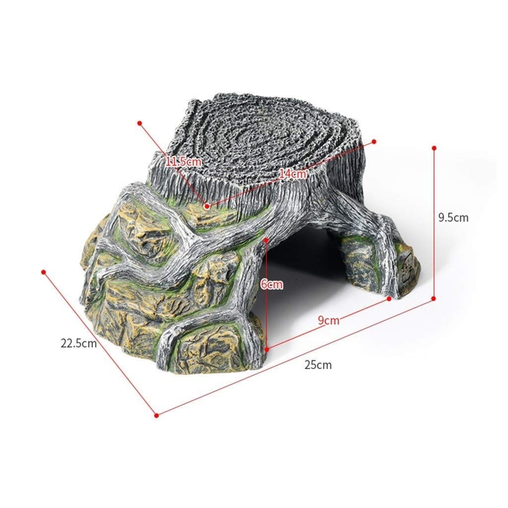 Escondite para acuario, caja cueva para reptiles, decoración de esquina para hábitat, escondites para tortugas, serpientes y lagartos, accesorios para cajas de reptiles, adornos (25*22,5*9,5 cm)