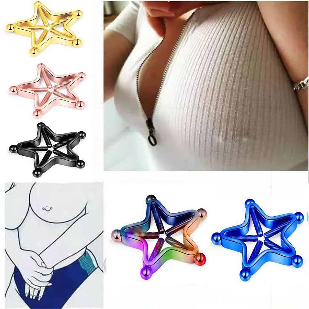 Niaspi Star Fake Nipple Rings for Women Non-Piercing Nipplerings Nipple Clip Barbells 316L Stainless Steel Cute Body Jewelry (): Gold