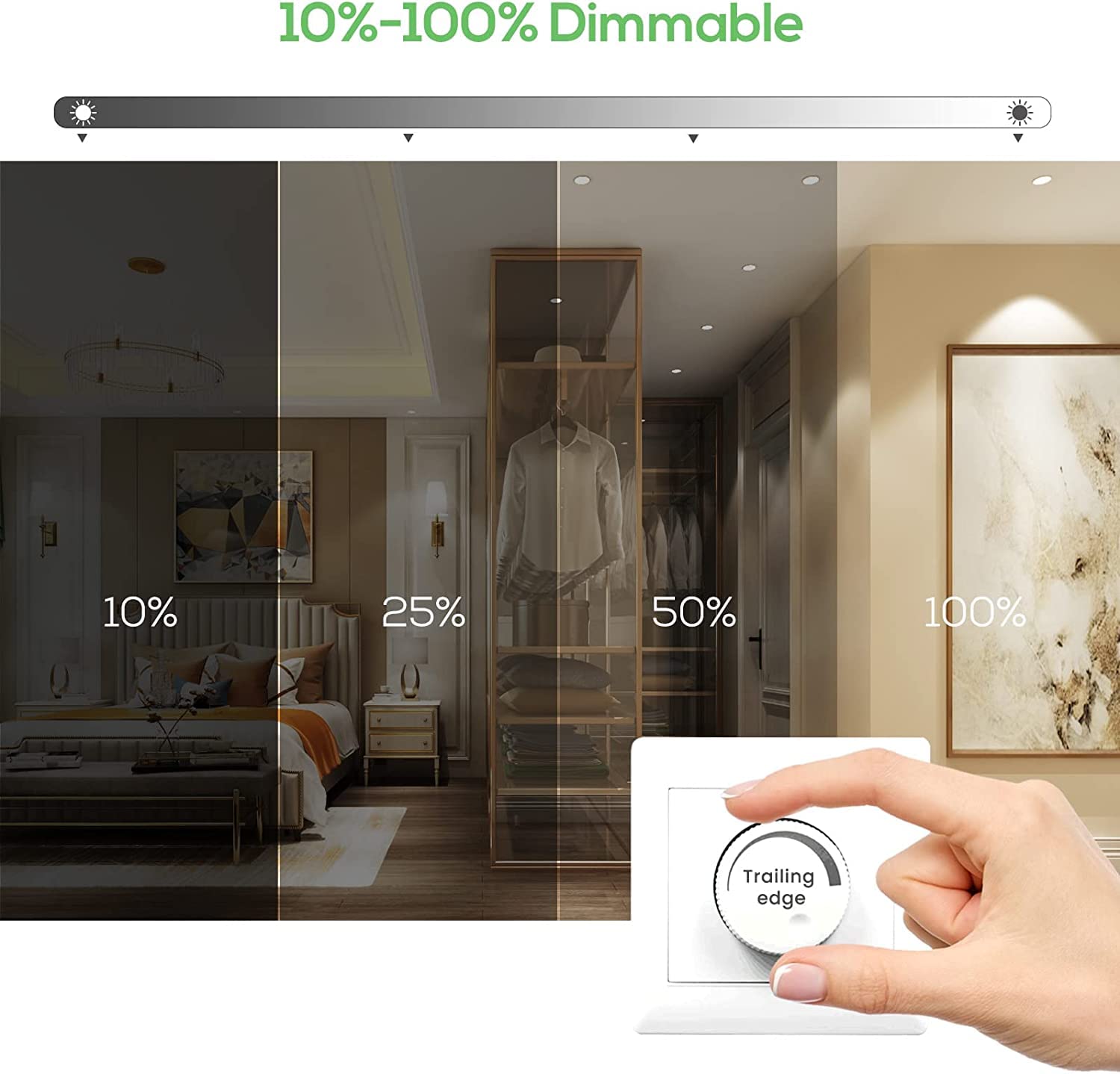 LED Einbaustrahler 230V 7W Dimmbar Ultra Flach Einbauleuchten, 580lm IP44 Rund Chrom gebürstet Deckenspots, Warmweiß 3000K Neutralweiß 4000K Kaltweiß 6500K Einstellbar Deckenstrahler, 12er Set