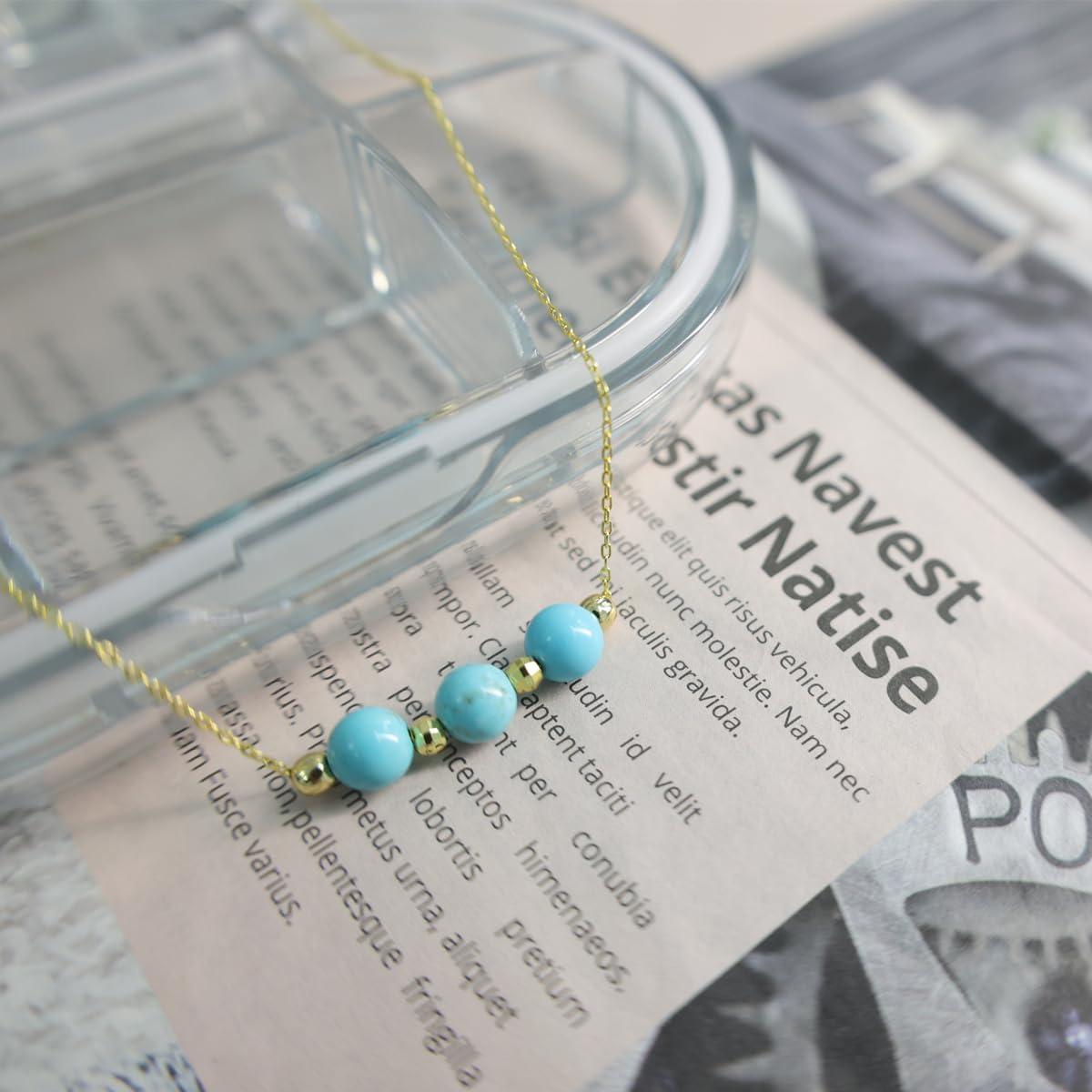 Handcrafted Adjustable Crystal Pendant Necklace - 925 Sterling Silver 18K Gold Plated, 3 Natural Gemstone Beads Birthstone Gift for Women - Image 5