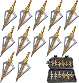 3 Blades Hunting Broadheads 100/125 Grains Screw-in Arrow Heads Arrow Tips Compatible with Crossbow and Compound Bow + 1 PK Broadhead Storage Case