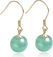 Vista 1 de 8.5mm Jade Drop Earrings for Women Green Jade Earrings 925 Sterling Silver Handmade Dangle Earrings Good Luck Jade Earrings Gift for Birthday