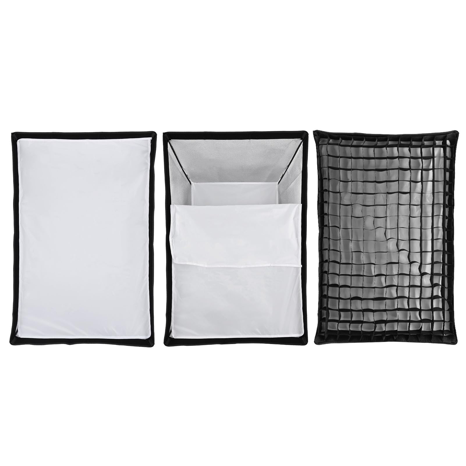 Andoer Softbox rectangular de 60 x 90 cm, con rejilla, paño suave y bolsa de almacenamiento para fotografía de productos, iluminación de estudio, transmisión en directo