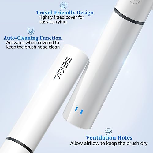 Miniatura 3 de SEIGA Cepillo de dientes eléctrico sónico para adultos, 5 modos de limpieza y 3 intensidades, cepillo de dientes inteligente recargable con 2