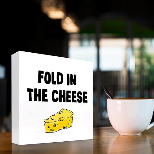 Miniatura 3 de Letrero de madera plegable en el queso, divertido letrero de madera de granja, placa de madera para decoración de escritorio para el hogar, cocina,